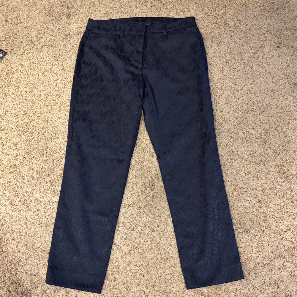 White House Black Market Dark Navy Jacquard Slim Pants size 8 new inseam 26 - Picture 4 of 7